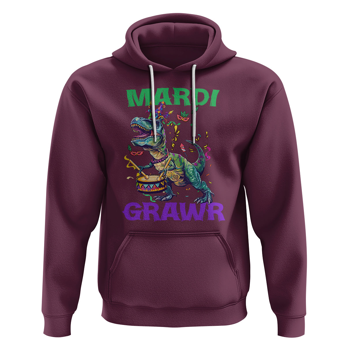 Funny Mardi Gras Dinosaur Hoodie Mardi Grawr Rex - Wonder Print Shop