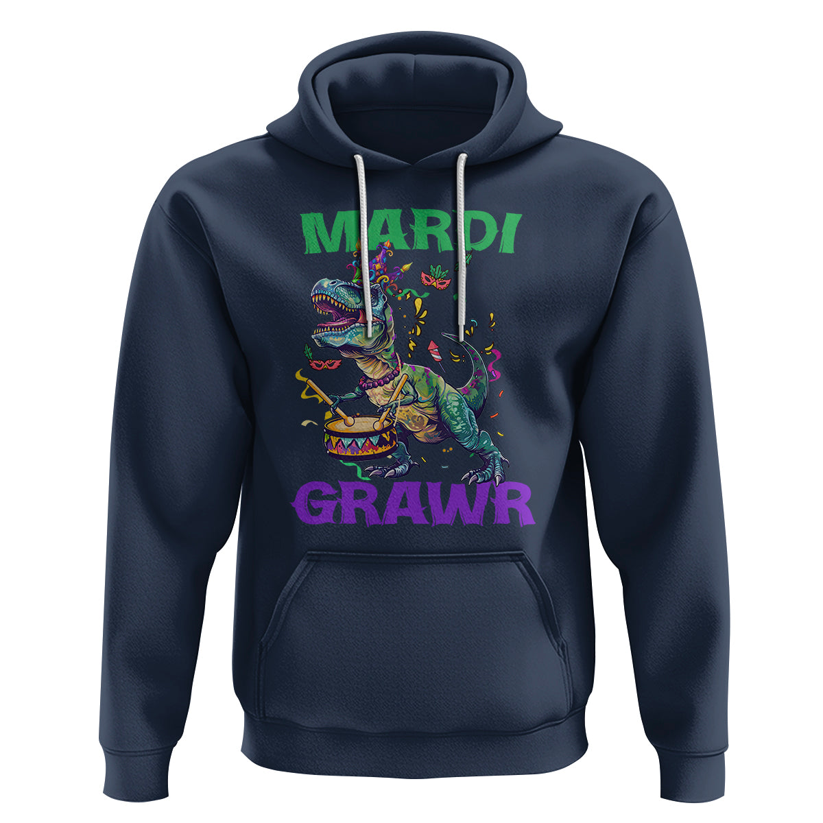 Funny Mardi Gras Dinosaur Hoodie Mardi Grawr Rex - Wonder Print Shop