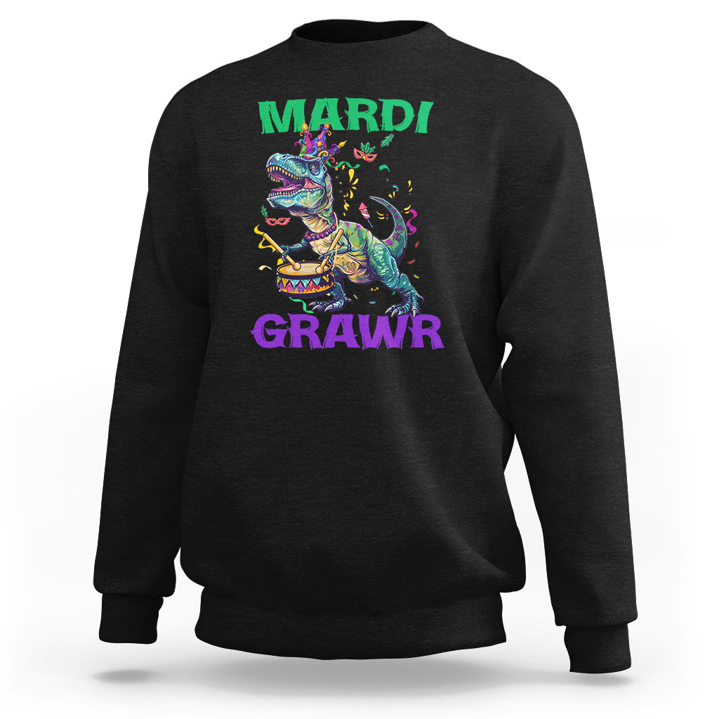 Funny Mardi Gras Dinosaur Sweatshirt Mardi Grawr Rex