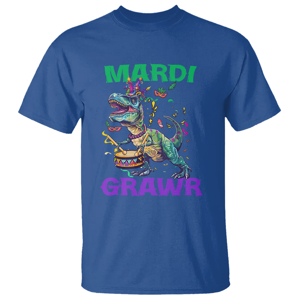Funny Mardi Gras Dinosaur T Shirt Mardi Grawr Rex - Wonder Print Shop