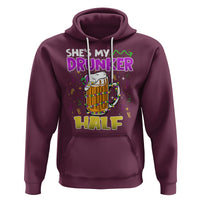 Funny Mardi Gras Drinking Couple Matching Hoodie She's My Drunker Half - Wonder Print Shop