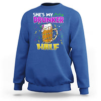 Funny Mardi Gras Drinking Couple Matching Sweatshirt She's My Drunker Half - Wonder Print Shop