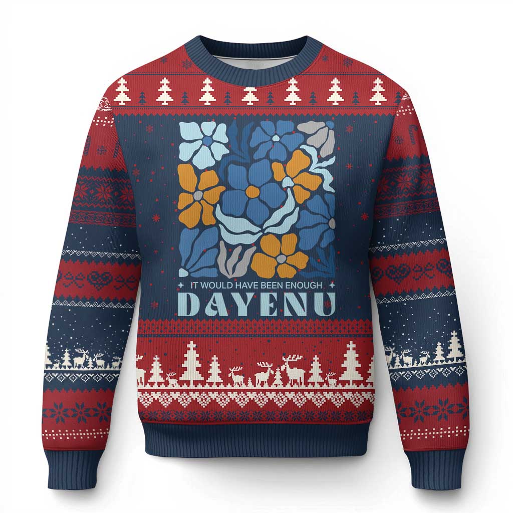 Dayenu Passover Jewish Holiday Floral Retro Ugly Christmas Sweater It Would Have Been Enough Meaningful Seder Gift