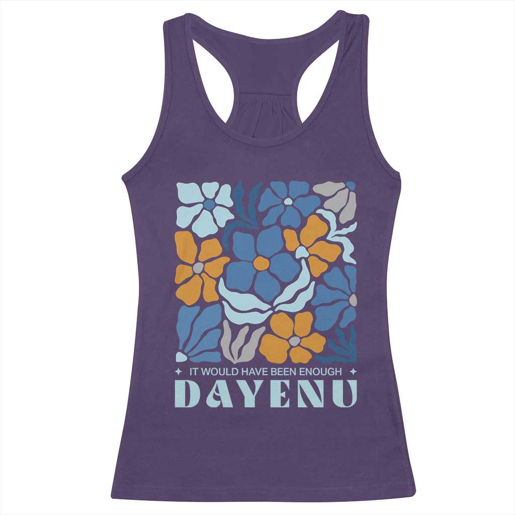 Dayenu Passover Jewish Holiday Floral Retro Racerback Tank Top It Would Have Been Enough Meaningful Seder Gift