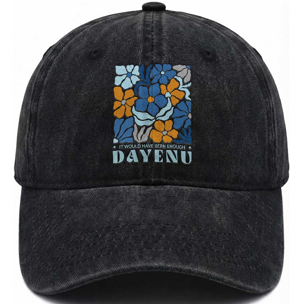 Dayenu Passover Jewish Holiday Floral Retro Washed Cotton Baseball Cap It Would Have Been Enough Meaningful Seder Gift