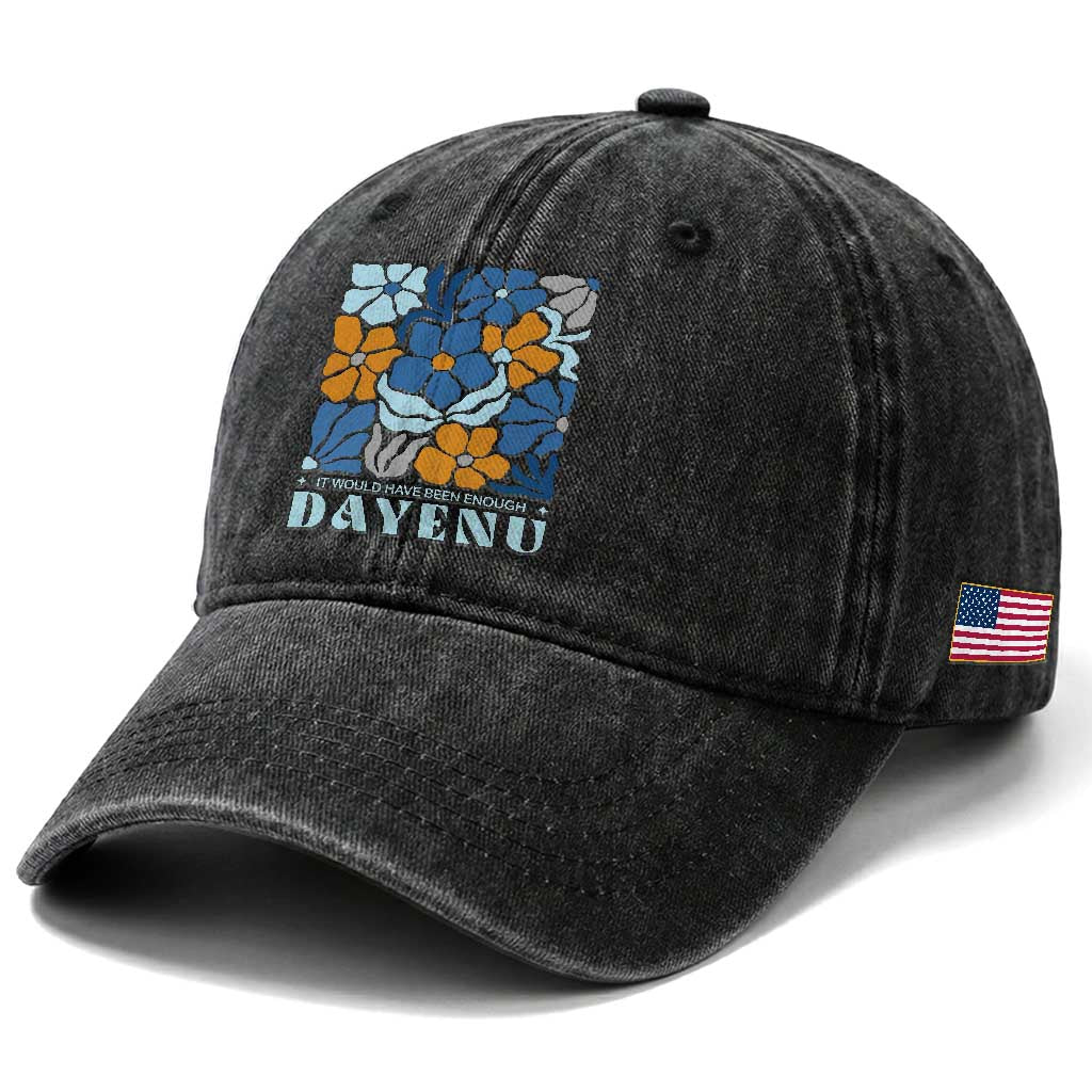 Dayenu Passover Jewish Holiday Floral Retro Washed Cotton Baseball Cap It Would Have Been Enough Meaningful Seder Gift