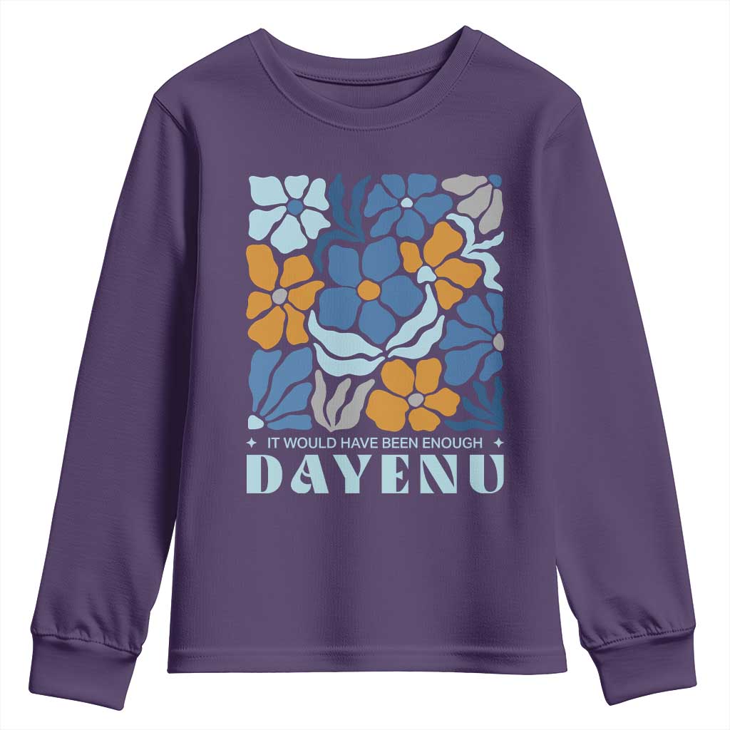 Dayenu Passover Jewish Holiday Floral Retro Youth Sweatshirt It Would Have Been Enough Meaningful Seder Gift