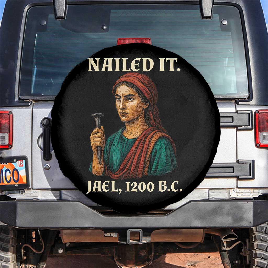 Funny Biblical Jael Nailed It Vintage Spare Tire Cover Strong Woman Bible Story Dark Humor Meme