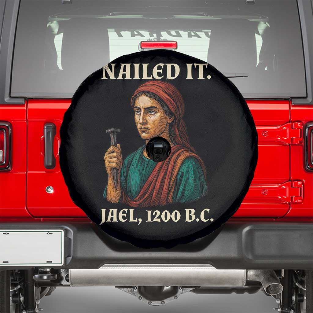 Funny Biblical Jael Nailed It Vintage Spare Tire Cover Strong Woman Bible Story Dark Humor Meme