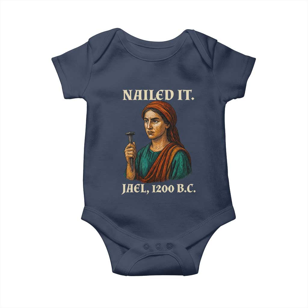 Funny Biblical Jael Nailed It Vintage Baby Onesie Strong Woman Bible Story Dark Humor Meme