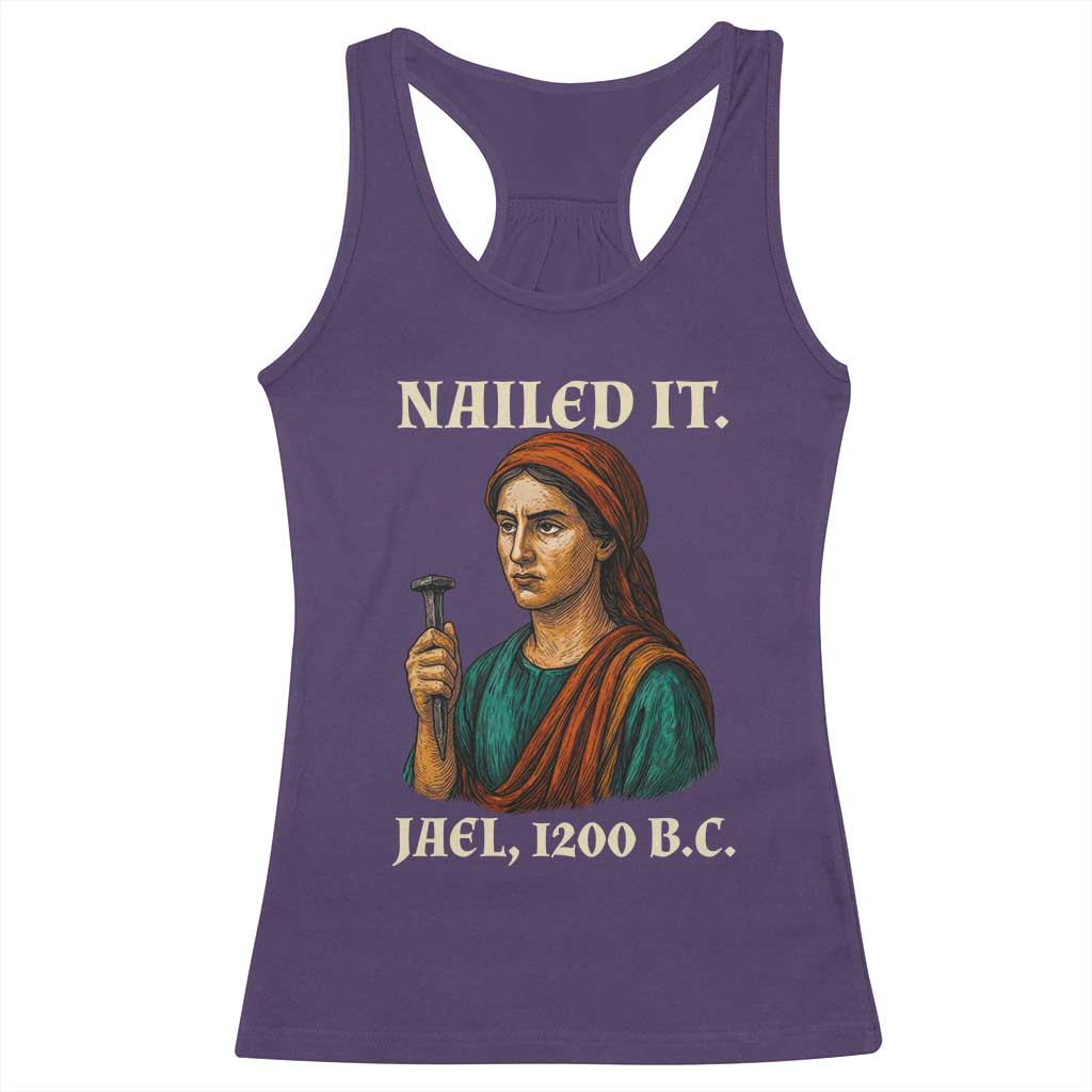 Funny Biblical Jael Nailed It Vintage Racerback Tank Top Strong Woman Bible Story Dark Humor Meme