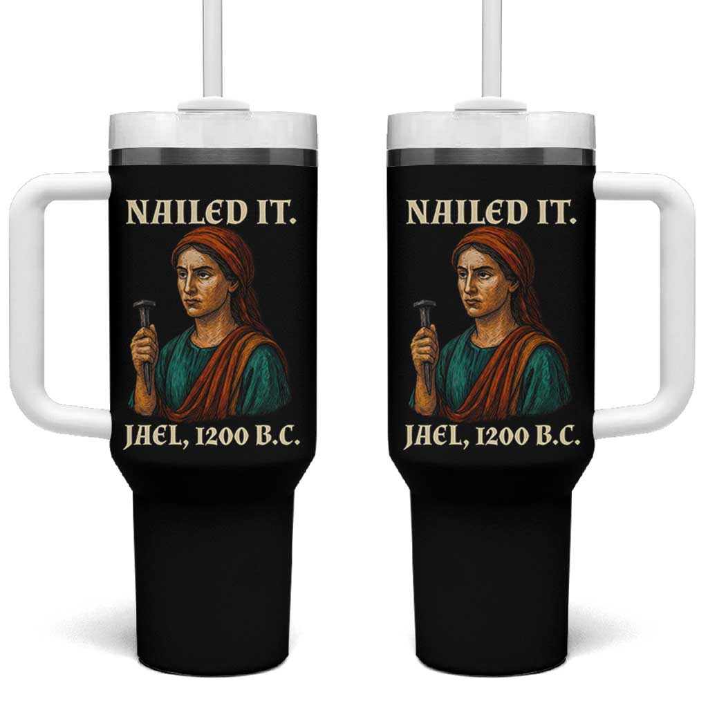 Funny Biblical Jael Nailed It Vintage Tumbler With Handle Strong Woman Bible Story Dark Humor Meme
