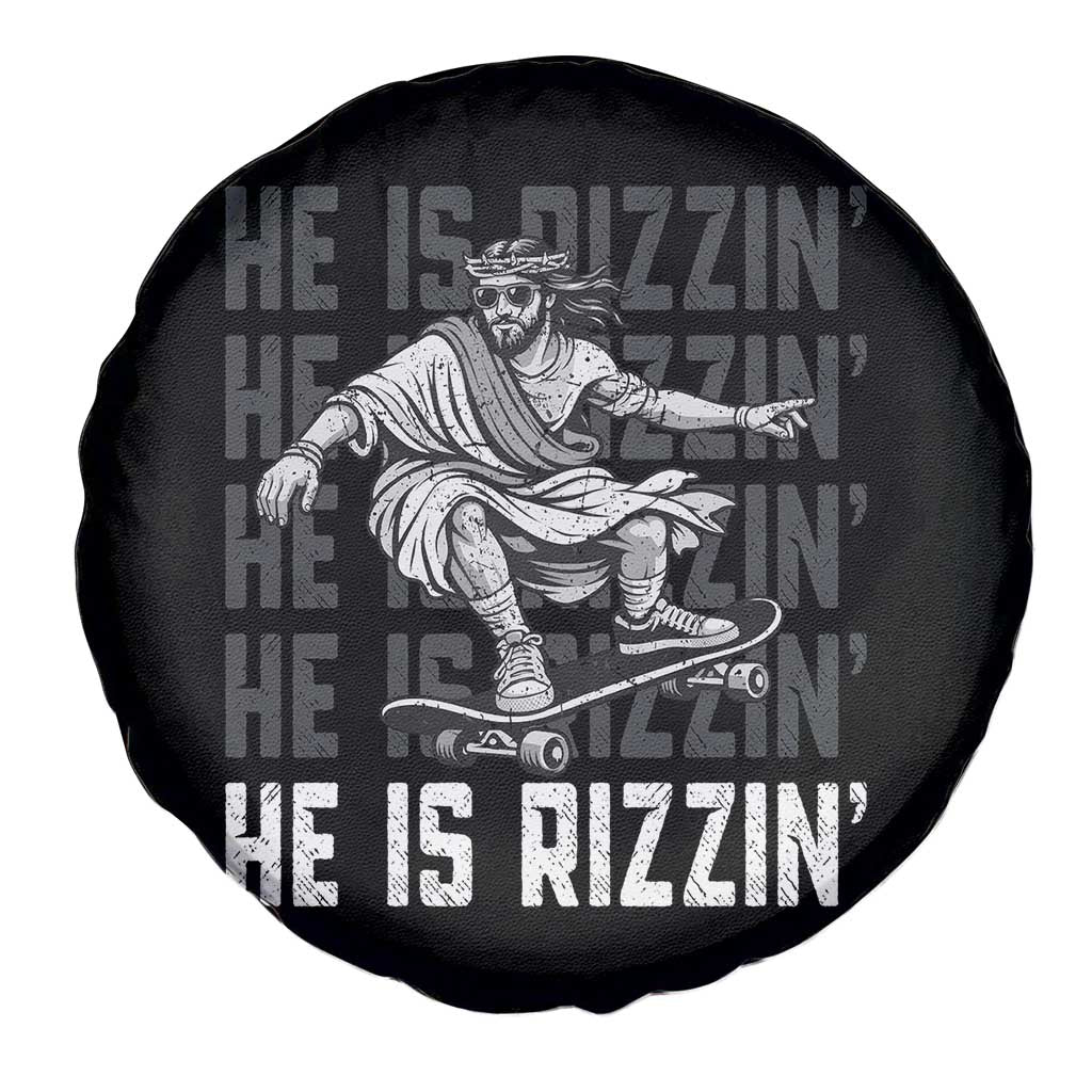 He Is Rizzin Funny Christian Easter Skateboarding Jesus Meme Spare Tire Cover Faith Humor Trendy Youth Gift