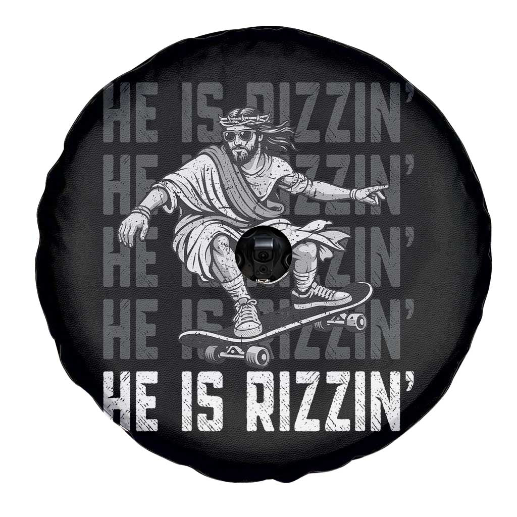 He Is Rizzin Funny Christian Easter Skateboarding Jesus Meme Spare Tire Cover Faith Humor Trendy Youth Gift