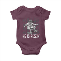 He Is Rizzin Funny Christian Easter Skateboarding Jesus Meme Baby Onesie Faith Humor Trendy Youth Gift