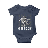 He Is Rizzin Funny Christian Easter Skateboarding Jesus Meme Baby Onesie Faith Humor Trendy Youth Gift