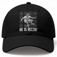 He Is Rizzin Funny Christian Easter Skateboarding Jesus Meme Baseball Cap Faith Humor Trendy Youth Gift