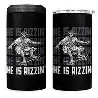 He Is Rizzin Funny Christian Easter Skateboarding Jesus Meme 4 in 1 Can Cooler Tumbler Faith Humor Trendy Youth Gift
