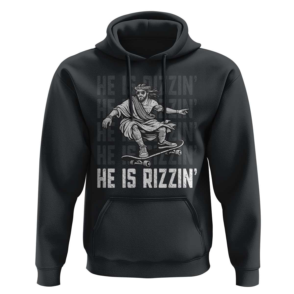 He Is Rizzin Funny Christian Easter Skateboarding Jesus Meme Hoodie Faith Humor Trendy Youth Gift