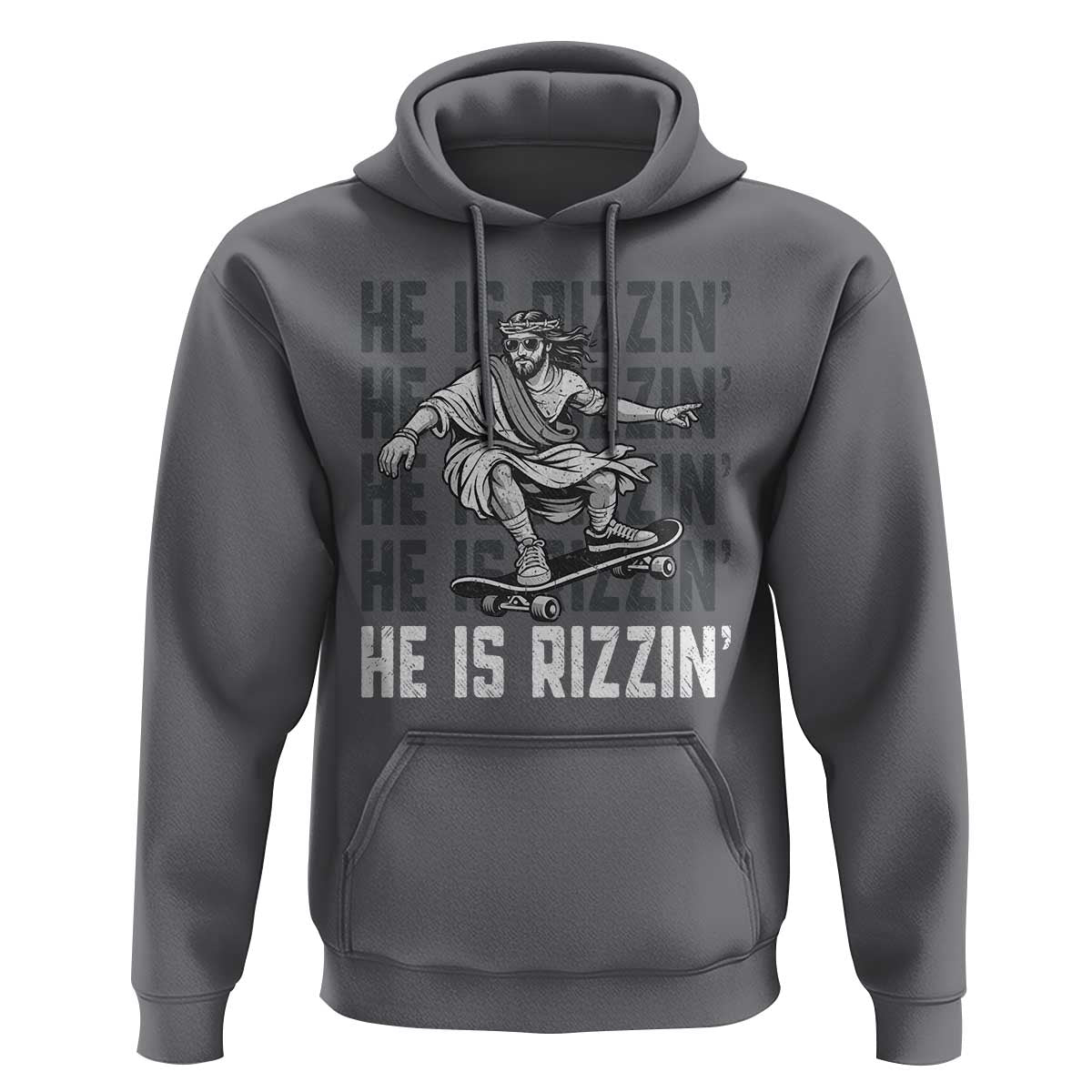 He Is Rizzin Funny Christian Easter Skateboarding Jesus Meme Hoodie Faith Humor Trendy Youth Gift
