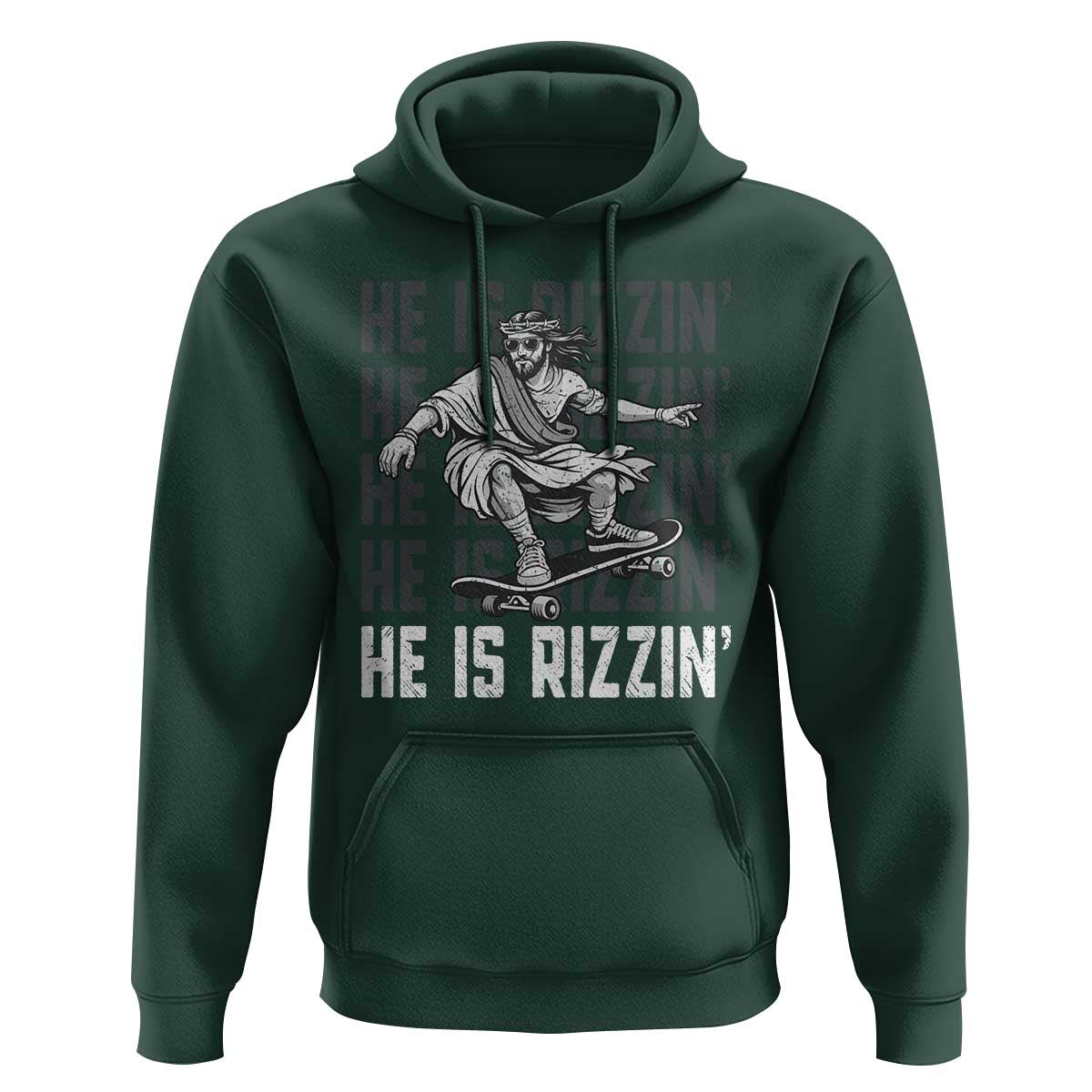 He Is Rizzin Funny Christian Easter Skateboarding Jesus Meme Hoodie Faith Humor Trendy Youth Gift