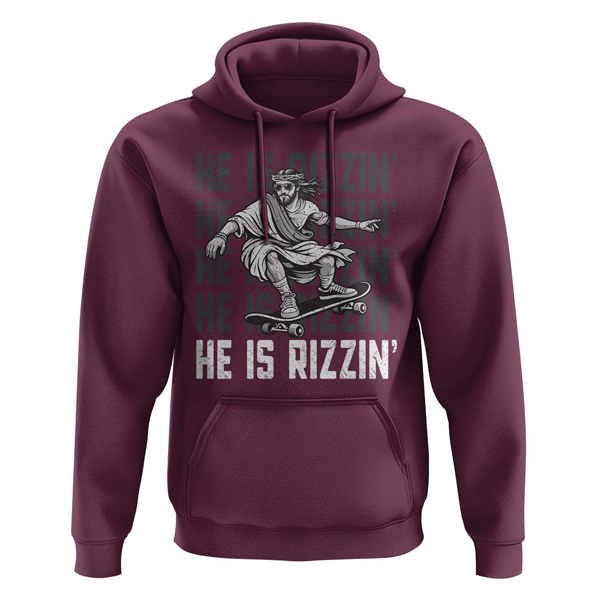 He Is Rizzin Funny Christian Easter Skateboarding Jesus Meme Hoodie Faith Humor Trendy Youth Gift