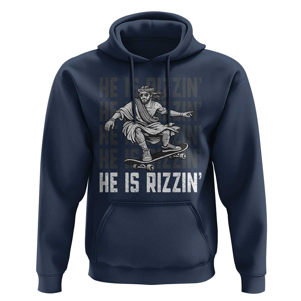 He Is Rizzin Funny Christian Easter Skateboarding Jesus Meme Hoodie Faith Humor Trendy Youth Gift