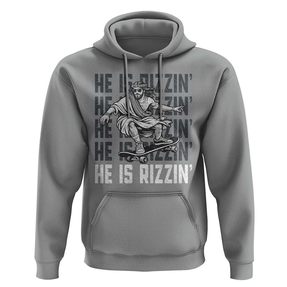 He Is Rizzin Funny Christian Easter Skateboarding Jesus Meme Hoodie Faith Humor Trendy Youth Gift
