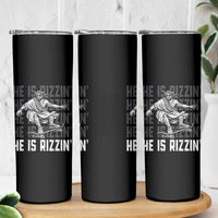 He Is Rizzin Funny Christian Easter Skateboarding Jesus Meme Skinny Tumbler Faith Humor Trendy Youth Gift