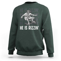 He Is Rizzin Funny Christian Easter Skateboarding Jesus Meme Sweatshirt Faith Humor Trendy Youth Gift