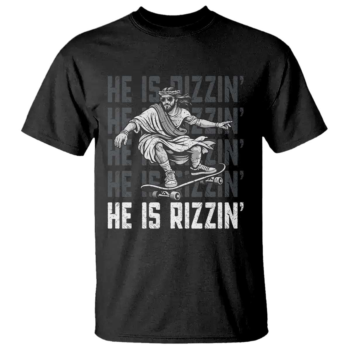 He Is Rizzin Funny Christian Easter Skateboarding Jesus Meme T Shirt Faith Humor Trendy Youth Gift