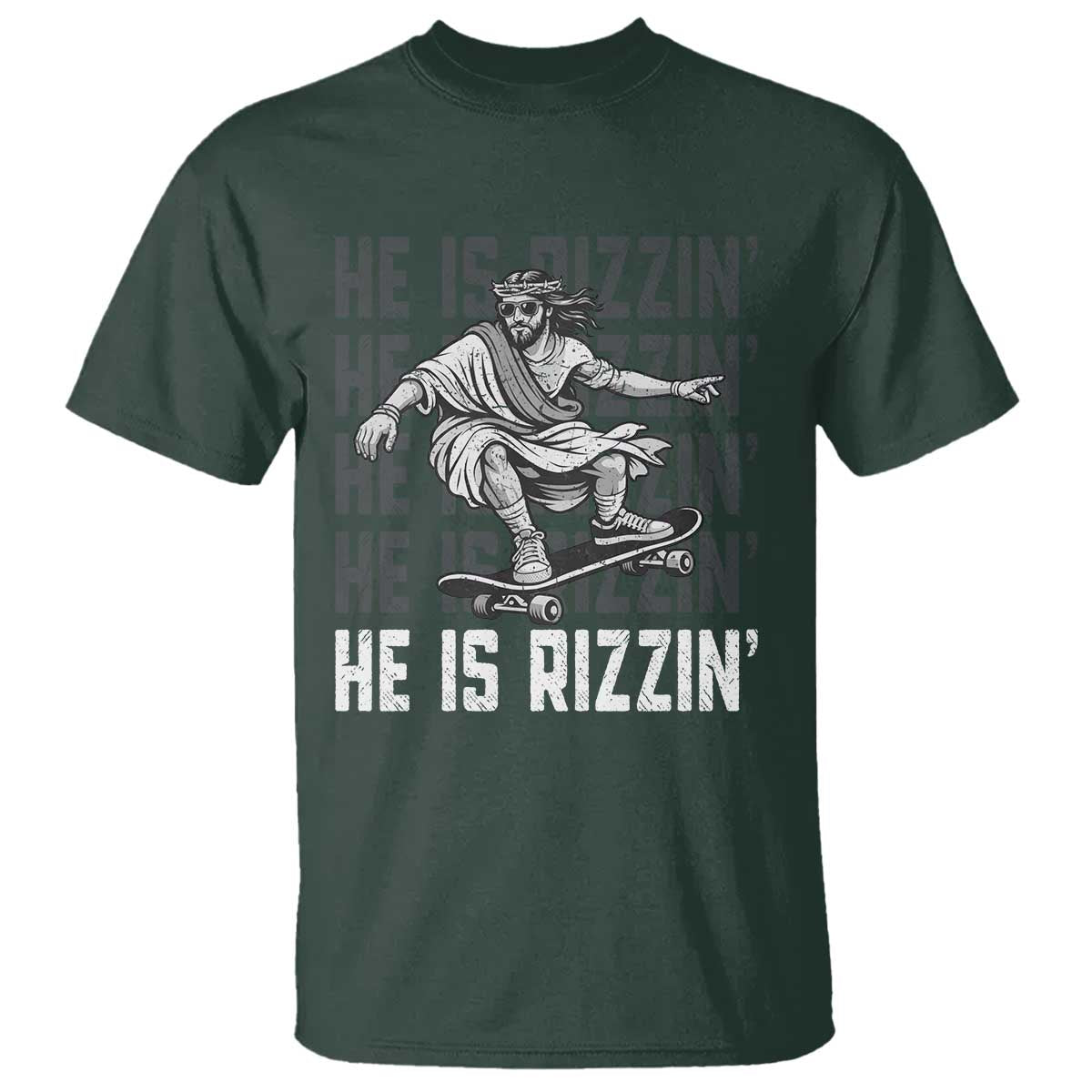 He Is Rizzin Funny Christian Easter Skateboarding Jesus Meme T Shirt Faith Humor Trendy Youth Gift