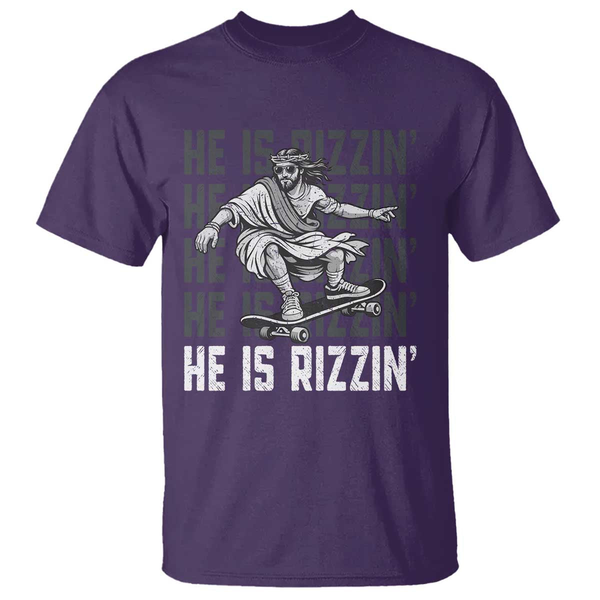 He Is Rizzin Funny Christian Easter Skateboarding Jesus Meme T Shirt Faith Humor Trendy Youth Gift