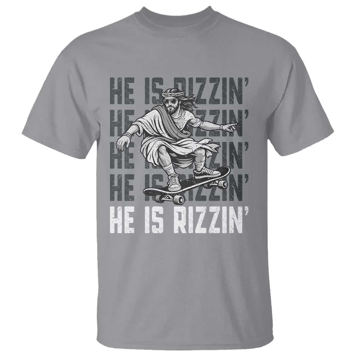 He Is Rizzin Funny Christian Easter Skateboarding Jesus Meme T Shirt Faith Humor Trendy Youth Gift