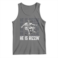 He Is Rizzin Funny Christian Easter Skateboarding Jesus Meme Tank Top Faith Humor Trendy Youth Gift