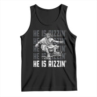 He Is Rizzin Funny Christian Easter Skateboarding Jesus Meme Tank Top Faith Humor Trendy Youth Gift