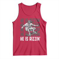 He Is Rizzin Funny Christian Easter Skateboarding Jesus Meme Tank Top Faith Humor Trendy Youth Gift