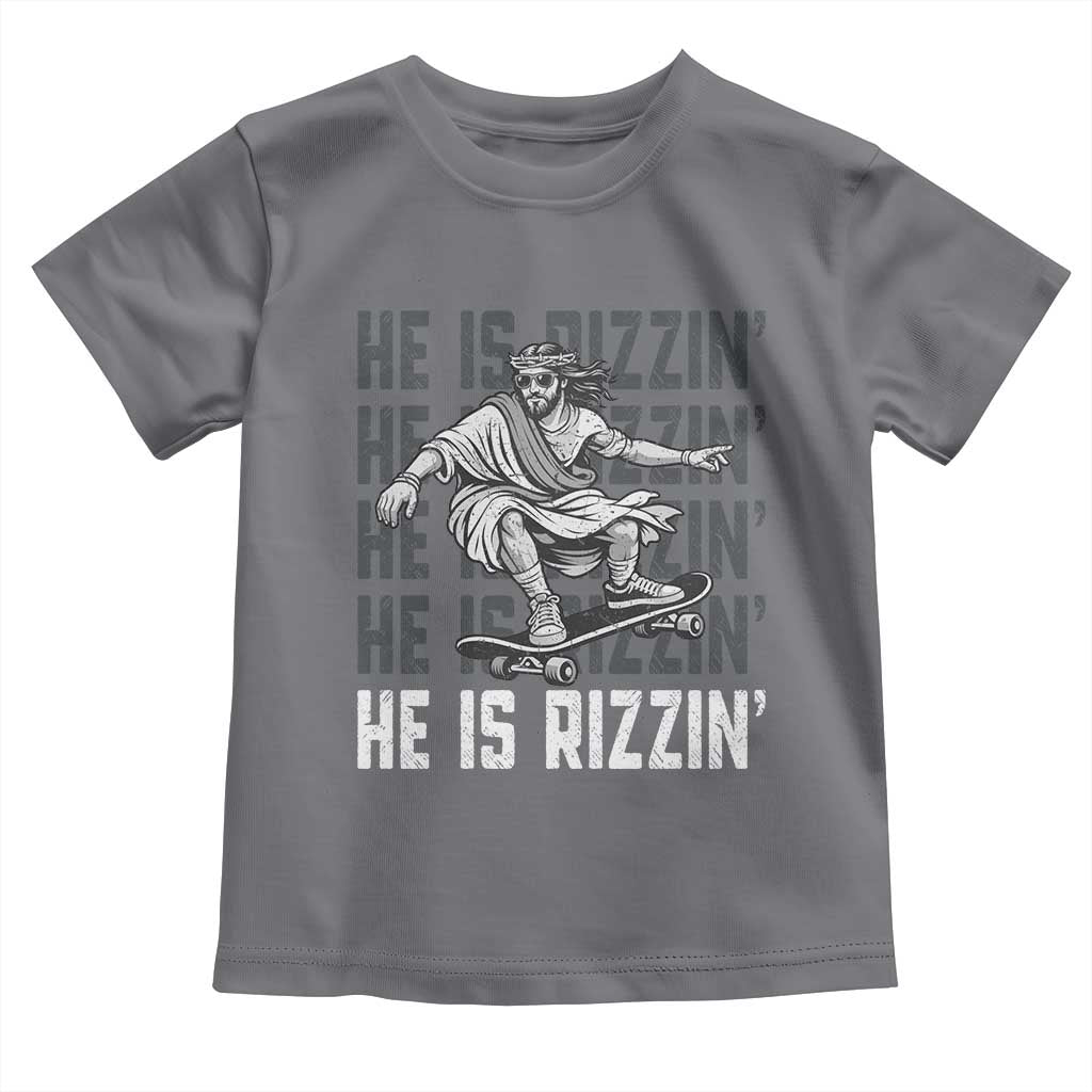 He Is Rizzin Funny Christian Easter Skateboarding Jesus Meme Toddler T Shirt Faith Humor Trendy Youth Gift