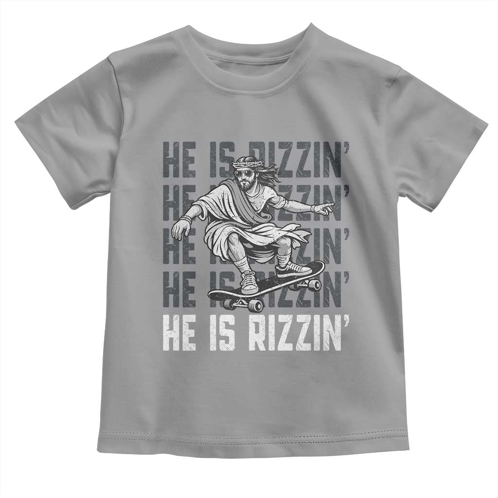 He Is Rizzin Funny Christian Easter Skateboarding Jesus Meme Toddler T Shirt Faith Humor Trendy Youth Gift