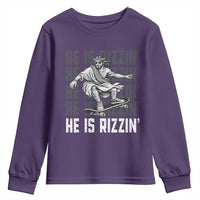 He Is Rizzin Funny Christian Easter Skateboarding Jesus Meme Youth Sweatshirt Faith Humor Trendy Youth Gift