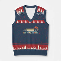 Retro Coming Out Of My Cave Christian Easter Parody V-Neck Knit Sweater Vest I’ve Been Doing Just Fine Resurrection Humor Faith Gift