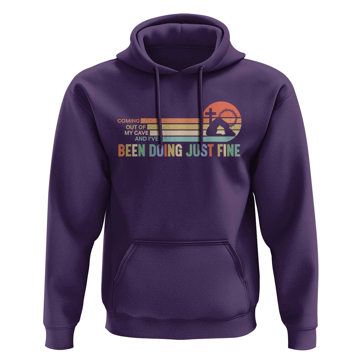 Retro Coming Out Of My Cave Christian Easter Parody Hoodie I’ve Been Doing Just Fine Resurrection Humor Faith Gift