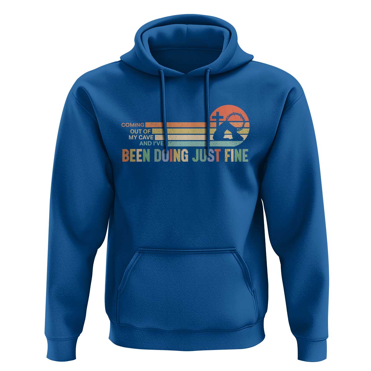 Retro Coming Out Of My Cave Christian Easter Parody Hoodie I’ve Been Doing Just Fine Resurrection Humor Faith Gift