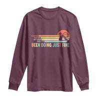 Retro Coming Out Of My Cave Christian Easter Parody Long Sleeve Shirt I’ve Been Doing Just Fine Resurrection Humor Faith Gift