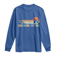 Retro Coming Out Of My Cave Christian Easter Parody Long Sleeve Shirt I’ve Been Doing Just Fine Resurrection Humor Faith Gift