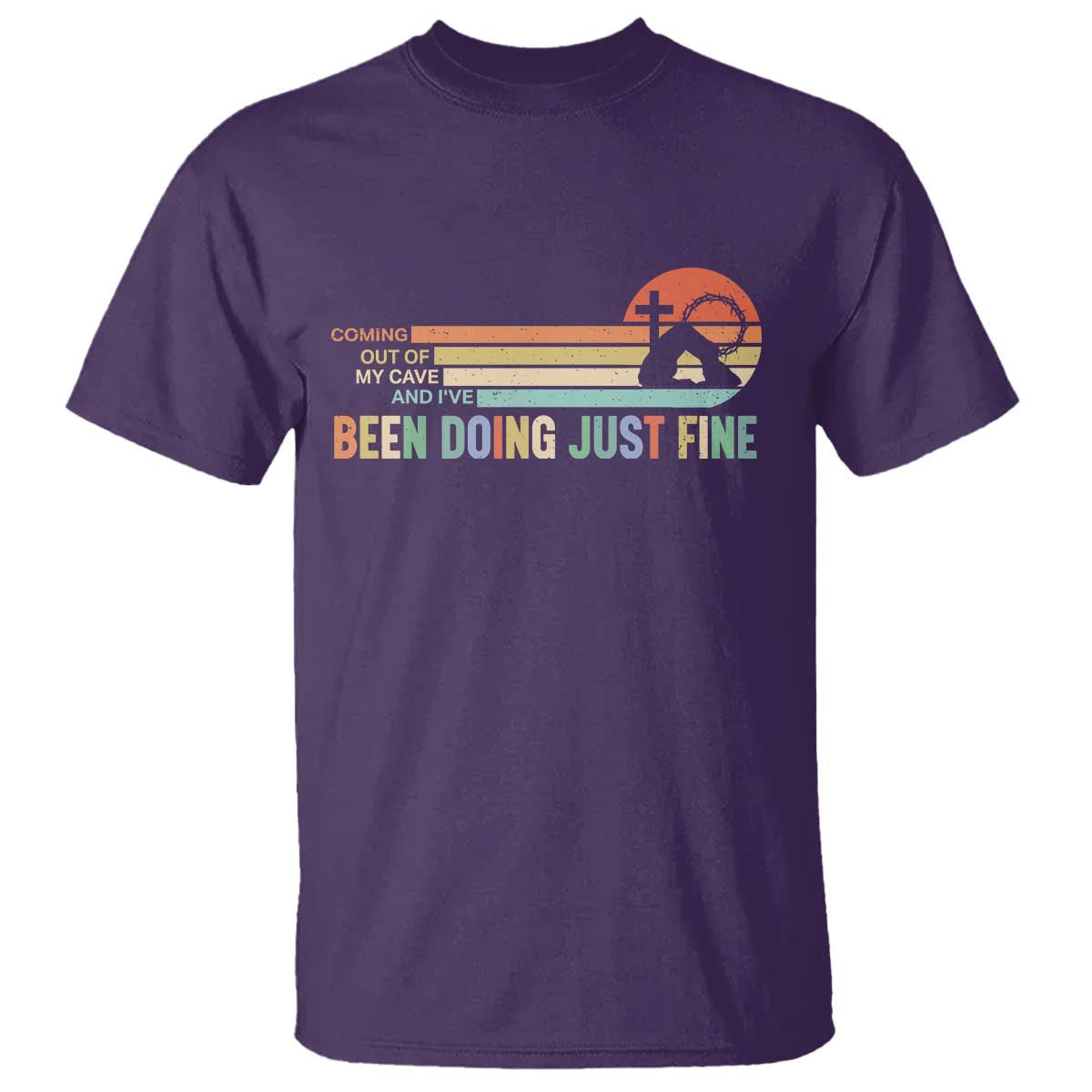 Retro Coming Out Of My Cave Christian Easter Parody T Shirt I’ve Been Doing Just Fine Resurrection Humor Faith Gift