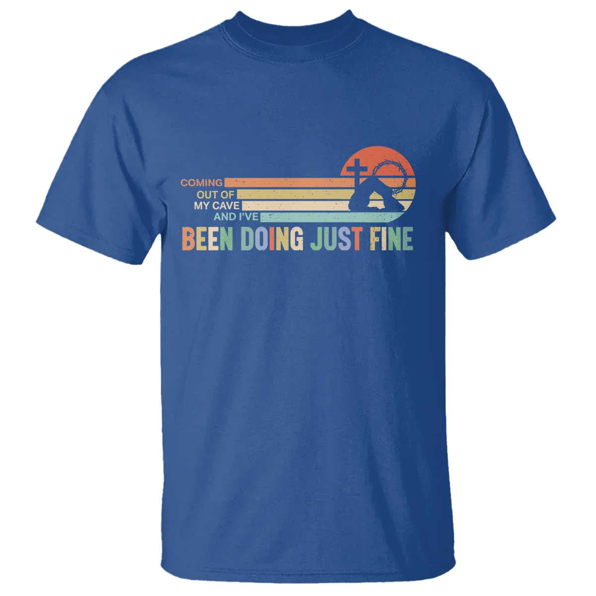 Retro Coming Out Of My Cave Christian Easter Parody T Shirt I’ve Been Doing Just Fine Resurrection Humor Faith Gift