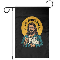 Guess Who is Back Funny Christian Easter Garden Flag Winking Jesus with Lamb Cute Resurrection Humor Gift