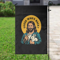 Guess Who is Back Funny Christian Easter Garden Flag Winking Jesus with Lamb Cute Resurrection Humor Gift