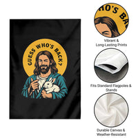 Guess Who is Back Funny Christian Easter Garden Flag Winking Jesus with Lamb Cute Resurrection Humor Gift